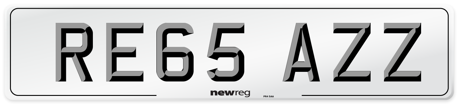RE65 AZZ Number Plate from New Reg